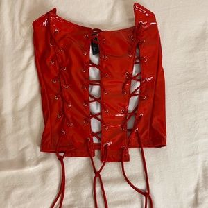 Red lace up top